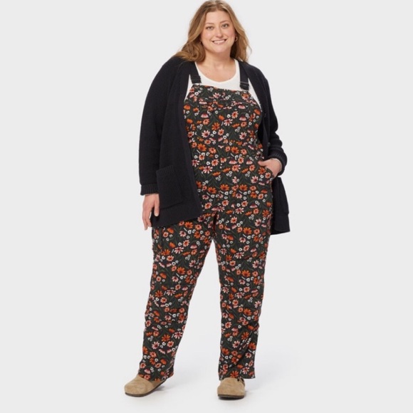 NWT Duluth 1X x31L  Heirloom Gardening Bib Overalls Black Cornflowers Farm Bibs - Picture 8 of 9